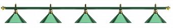 Лампа на пять плафонов «Allgreen» (зелёная штанга, зелёный плафон D35см)